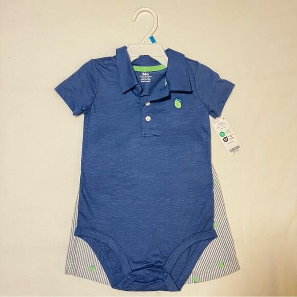 Carter's | Polo Onesie, Shorts Set | Blue Pear | 24M Baby Boy - Picture 1 of 3